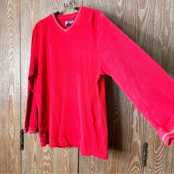 Vintage Chaps Ralph Lauren V Neck Sweater Men Size Large Heavyweight 100% Cotton - Picture 3 of 10